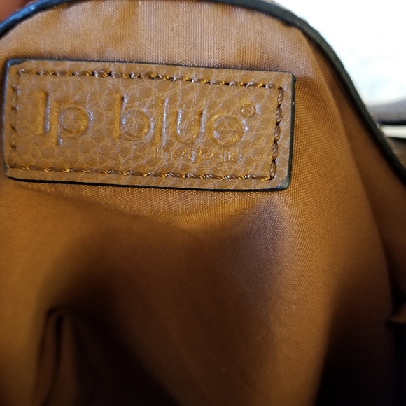 Lp Blue Brown Shoulder Bag with zipper closure. - Picture 9 of 16